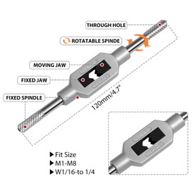Auniwaig Micro Taps Bit 10pcs Small Hand Screw Thread Taps M1-M3.5 HSS Mini Metric Plug Tap Screw Tap Drill Tap Drill Set Tapping Tool with Adjustable Tap Wrench 1/16-1/4''