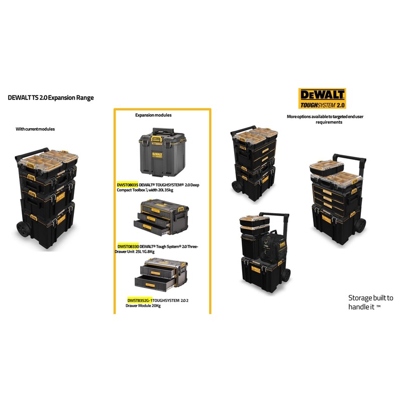 DEWALT TOUGHSYSTEM 2.0 Compact and Durable Deep Toolbox with Removable
