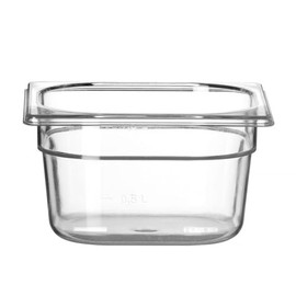 HENDI Gastronorm Container, Temperature Resistant from -40° to 110°C, Scale, Odourless and Tasteless, 1.6 L, Polycarbonate, GN 1/6, 176 x 162 x (H) 100 mm, Transparent