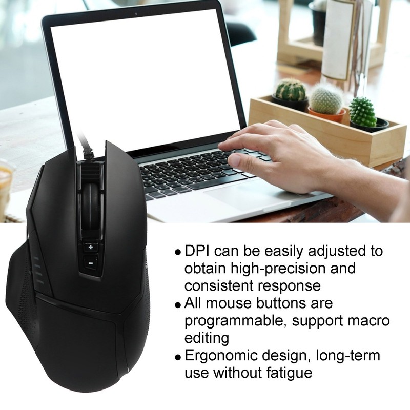 Magic Refiner Wired Gaming Mouse Black 8‑Button USB2.0 Port Ergonomic