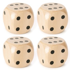 TYGFRT 4-Piece Wooden Dice, Table Games, Six-Sided Game Dice, Solid Wooden Dice, Dot Dice, Dice Set For Table Games