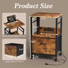 Swivel Lift Top Nightstand with Charging Station, 2-Tier 360° Adjustable