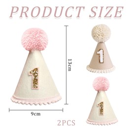 YSJCHEBS Pack of 2 Baby Birthday Hats, First Birthday Crown, Cute Felt Crown, Conical Birthday Hat, Photo Props Headpiece, Baby Birthday Party Hat