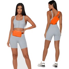 Unisex Mini Belt Bag with Adjustable Strap Crossbody Waist Bag for Workout Shopping Travelling Hiking (Orange)