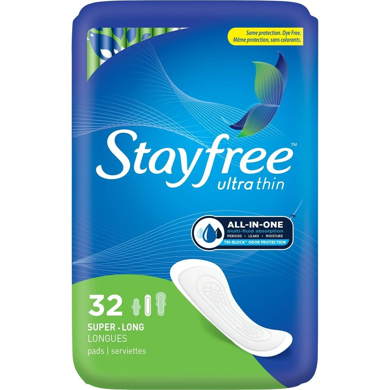 Stayfree Ultra Thin Long Super Pads Without Wings, 32 Count,