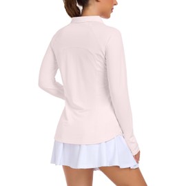 Womens UPF 50+ Sun Polo Shirts Long Sleeve UV Protection Quarter Zip Pullover Lightweight Athletic SPF Hiking Outdoor Tops