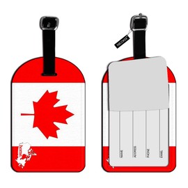 Nicokee Canada Home Country Luggage Suitcase ID Tag-Flag Red Maple Leather Travel Bag Label Luggage ID Tag - 1 pack