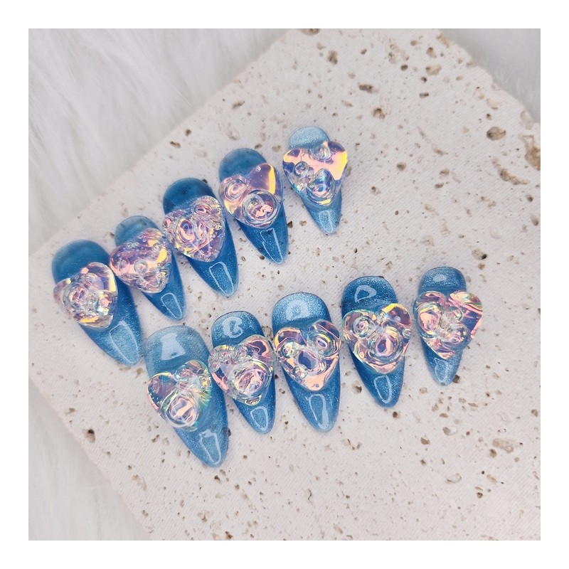 ✨️Popular✨️Bubble Heart Magnetic Gel Nail Tips - Oval / ✨️인기✨️버블하트