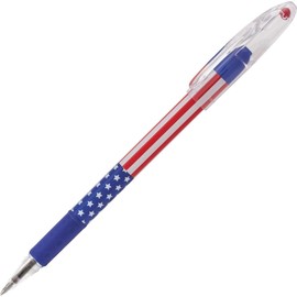 Pentel BK90USAA R.S.V.P. Stars & Stripes Ballpoint Stick Pen, Black Ink, Fine, Dozen