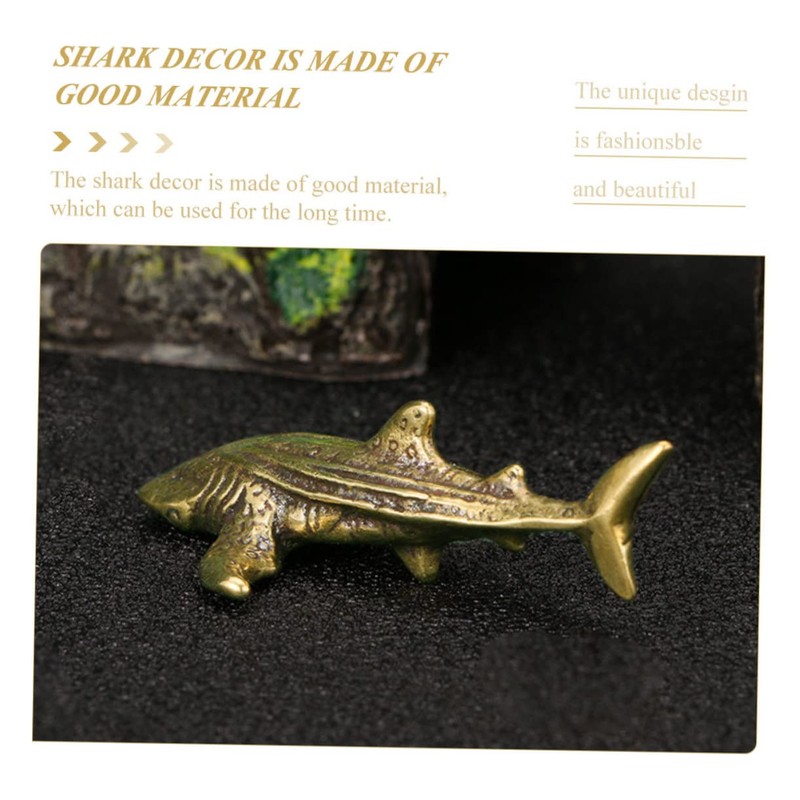 CORHAD Brass Shark Ornament Unique Desktop Decoration Small Shark Sculpture