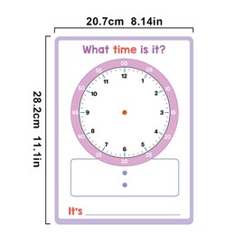 Lachilly 10 Pack Telling Time Learning Big Cards, Double-Side Dry Erase Board, Math Teaching Resources for Homeschool Perschool Primary School Supplies, 8.26x11.22 Inch