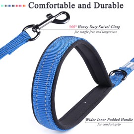 VIVAGLORY Dog Leash, Dog Training Leashes with Comfortable Padded Handle, Heavy Duty Reflective for Safety Walking Leash for Medium & Large Dogs