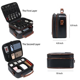 LMGO LARGE DOUBLE LAYER CABLE CARRY CASE AND CASE, OLIVE GREEN LARGE DOUBLE LAYER CABLE, blue, Cable organiser bag