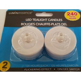 Luminessence Flickering LED Tealight Candles 1.25”H X 1.5”D 120 Hours 2/Pk, Select: Color - White