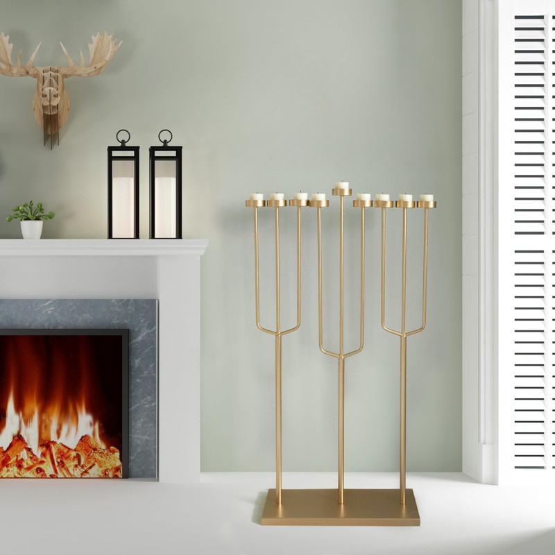 Modern Design Hanukkah Menorah Exceptional presentational Piece, 9 Branch Tea