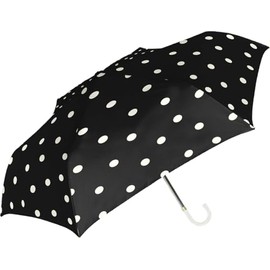 Nakatani Natural Basic Women's Folding Umbrella, Nuance Dot Black [724-054], Hand Open, Rib Size: 19.7 inches (50 cm)