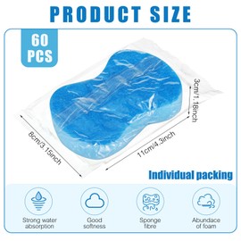 Tanlade 60 Pcs Individually Wrapped Sponges Kitchen Bulk Non Scratch Scouring Sponges for Dishes Household Cleaning Travel Apartments Hotel Car (Blue)