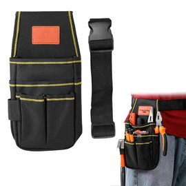 SSuirk Electrician Tool Pouch - Multi-Pocket Organizer for Technicians, Maintenance & HVAC, Durable Canvas with Adjustable Nylon Belt, Compact Tool Holder Bag