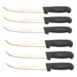 Cozzini Cutlery Imports Boning Knife 6.5 in. Blade - Curved, Stiff - Black Fibrox Handle (6 Pack - 6.5 in. Boning)