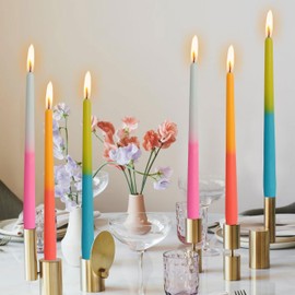 NJAO HOO Rose Scented Candles 10" Taper Candlesticks Colored Tall Tapered Candles for Holiday Dinner Home Wedding Decor, 6Pcs
