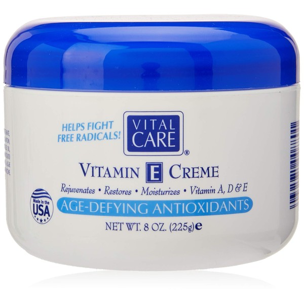 Vital Care Vitamin E Crème, (8 Fl. Oz), A Complete Skin Care with Age- Defying Antioxidants for Men and Women