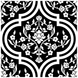HAOKHOME Black Wallpaper Peel and Stick Floral Damask Wall Paper Removable for Kitchen Black/White Contact Paper 17.3in x 9.8ft