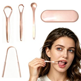 Set de 4 Kit Limpieza Bucal,Con 1pcs Caja portátil, Para cuidado oral y limpieza del recubrimiento de la lengua,Fácil de Limpiar, Reutilizable,limpiador de Lengua para Eliminar El Mal Aliento
