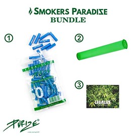 PURIZE Pack of 50 Xtra Slim Size Activated Carbon Filter 6 mm 2 Ceramic Caps, Choice of Colours + Joint Tube (Blue)