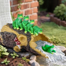 Teaeeno Frog Gutter Downspout Statue,Garden Gutter Downspout Extension,Outdoor Drain Decor,Frog Statue,Home Garden Décor Accents,Splash Block Diverter,Perfect Rain Diverter for 3"x4" Downspout(Green)