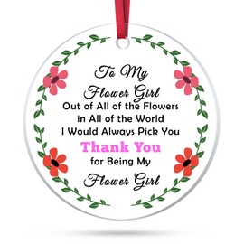 Bridesmaid Gift from Bride Acrylic Hanging Ornament Wedding Gifts for Girls Bridesmaid Thank You Gift Christmas Ornament Gift for Bridesmaid Bridal Shower Gifts for Little Girl Wedding Party Keepsake