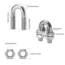 JTGPZFW 30Pcs 5/16’ M8 Wire Rope Clamps Cable Clamps galvanised Steel, U-Bolt Saddle Fasteners - can be Used for Tent Ropes, Wire Ropes, Wires and Cables, clotheslines etc