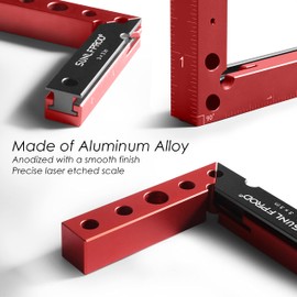 SUNLFPROD Mini Square Woodworking Center Finder 90 Degree Small Square Measuring Tool Woodworking Center Marking Tool Aluminum (Red-Gray)