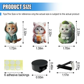UHANBUT 3PCS Cute Cat Car Air Freshener Vent Clip, 2D Flat Acrylic Auto Air Conditioning Diffuser Outlet Clip, Cartoon Kitty Automotive Interior Decoration Accessory for Women (Blue/Pink/Green)