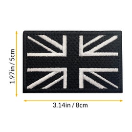 J.CARP 2Pcs British Union Jack Patch Tactical United Kingdom Flag Patches Hook and Loop Applique for Military Uniform Tactical Bag Jacket Jeans Hat, Black