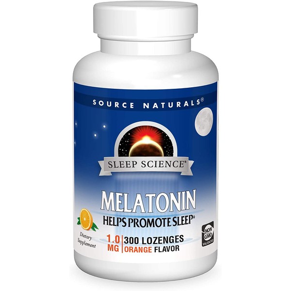 Source Naturals Sleep Science Melatonin 1 mg Orange Flavor - Helps Promote Sleep - 300 Lozenge Tablets
