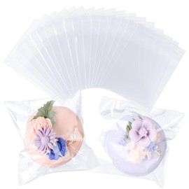 JCXPACK 100Pcs 3.5 x3.5Inch Clear Macaron Bags Chocolate Covered Oro Bags Cookies Bag CellophaneTreat Bag Packaging for Strawberries Browine Candy Small Gift Party Favors Birthday Wedding