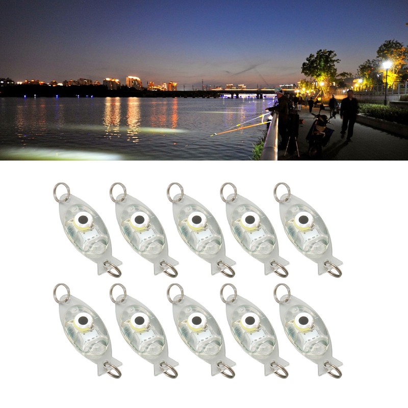 10Pcs LED Underwater Fishing Lure Light Eye Shape Deep Drop