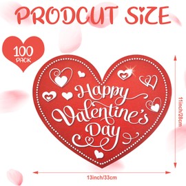 Resurhang 100 Pack Disposable Valentine's Day Paper Place Mats 11 x 13 Inch Valentine Red Heart Shaped Place Mat Disposable Heart Paper Placemats for Valentine's Day Home Wedding Holiday Table Setting