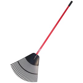 Bully Tools Poly Lawn and Leaf Rake - Fiberglass Handle, 24-Inch - Commercial Grade Heavy Duty Poly Tines, 90 Degree Teeth - Ideal Rake for Leaves, Gardening and Landscaping - 100% Made in The USA