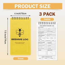 BeeCastle 3PCS Beekeeping Log Book Journal Beekeeping Supplies for Beekeepers Tracking Journal and Beehive Inspection Notebook and Maintenance Logbook for Honey Bee Farming Tracker,4 x 7.5 Inch