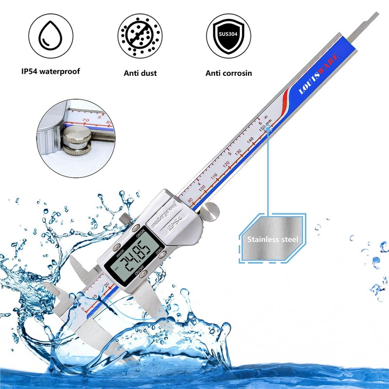 Digital Caliper Measuring Tool, IP54 Waterproof Electronic Digital Micrometer Caliper,