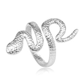 SWBRJ Twist Snake Ring for Women,Platinum Plated Silver Punk Gothic Cocktail Party Wrap Ring Jewelry Gift for Her (Ring_A, 6)