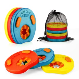 LTXDJ Kids Armbands Float Arm Bands 6PC, Learn to Swim Armbands for Child Junior EVA Foam Swimming Aids for Kids 3-6 Years (Red + Yellow + L-Blue(recessed-6pc))