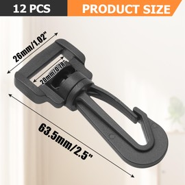 Murtenze 12PACK Plastic Swivel Snap Hook Clips, 1-1/2 Inch Rotary Rotate Snap Hook Purse Strap Hardware Buckle Nylon Webbing Hook Backpack Strap Clip Lanyard Clasp Keychains Replacement