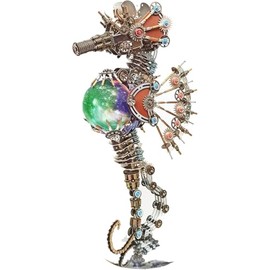 KonHaovF Colorful 3D Metal Puzzles for Adults Sea Horse Model with 16Colors Lamp, DIY 3D Mechanical Sea Horse Metal Model Kits to Build for Adults with Tool, Desktop Building Toys for Adults/Teens