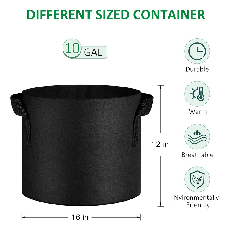 JNYONG 12-Pack 10 Gallon Thickened Non-Woven Grow Bags, Aeration Fabric