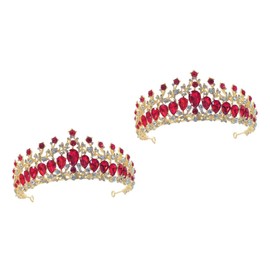 Beavorty 2pcs birthday tiara crown rhinestone queen tiara bridal tiara headband wedding head jewelry Wedding Headdress wedding hairband bride headband Crown for Bride Fairy bridesmaid