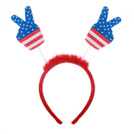 Uranian Independence Day Headband American Flag Patriotic Head Bopper 4th of July Hair Band Fourth of July Memorial Day Party Supplies Red Blue White Fingers Hair Accessories for Women and Girls