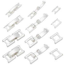 CRAFTYMELODY 12 Stück Faltverschluss 4 Stile Messing Verlängerungsverschluss Schnappverschluss Endkappen Uhr Silberschmuckverschluss Für Die Herstellung von DIY Schmuckstücken