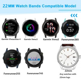 SUGARJAR Braided Bands Compatible with Garmin Venu 3/Venu 2 45mm,22mm Nylon Straps for Garmin Vivoactive 4(45mm),Forerunner 255/265